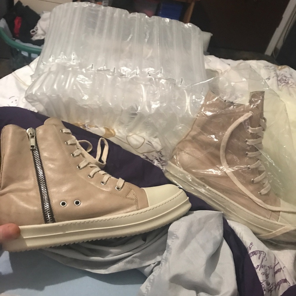Like New pair of beige Rick Owens Ramones